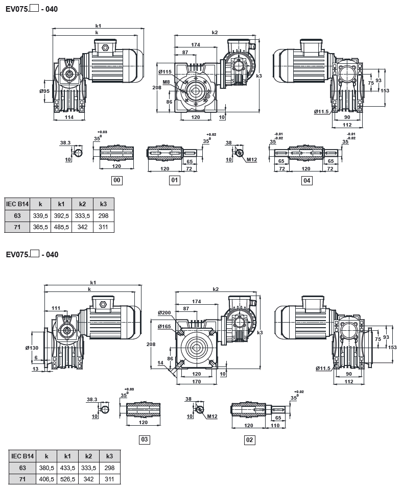 Червячный мотор-редуктор EN075-EV040