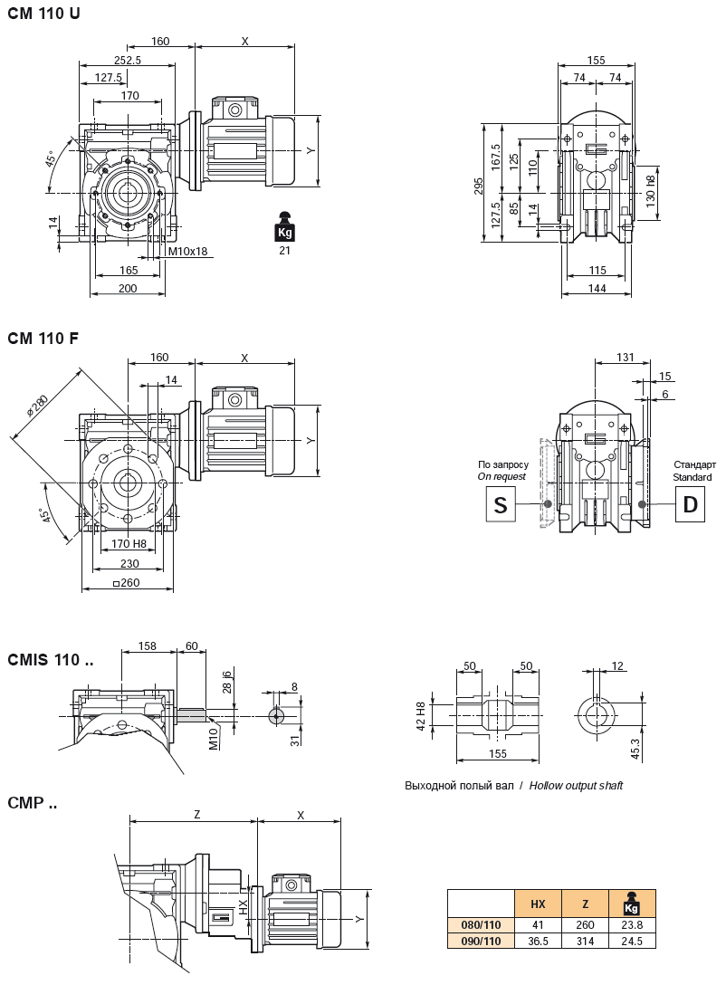 Червячный мотор-редуктор CM110 (TRANSTECNO)