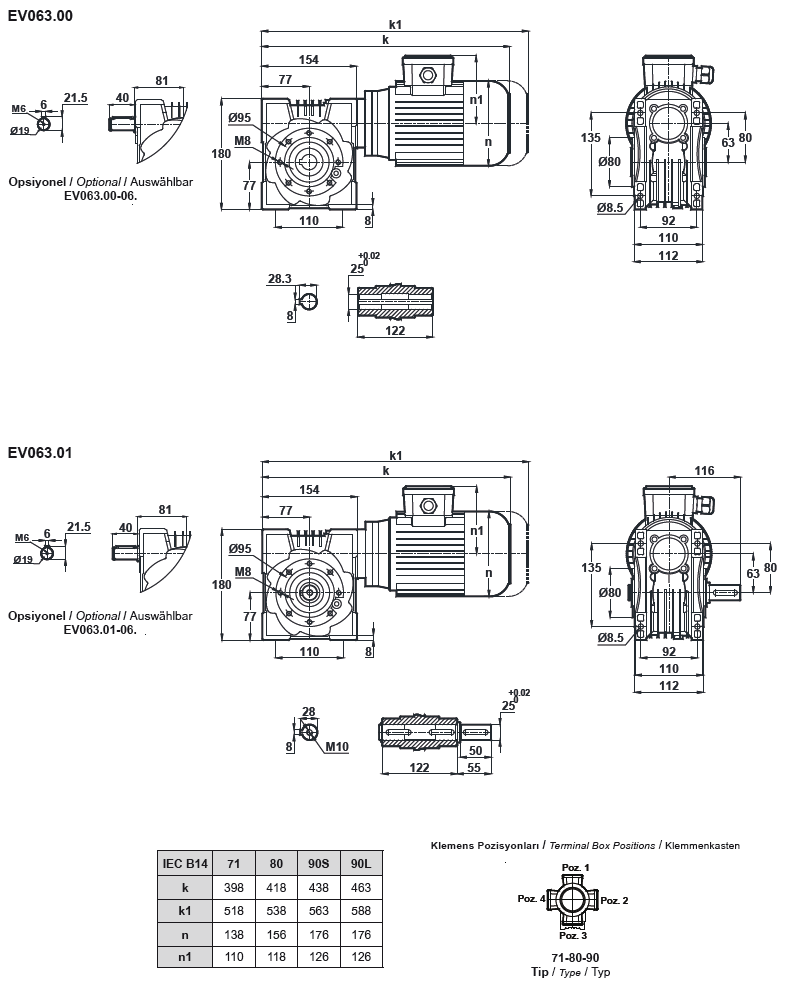 Червячный мотор-редуктор EV063 (EN063)
