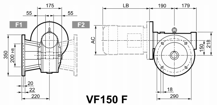 Мотор-редуктор VF 150, исполнение F
