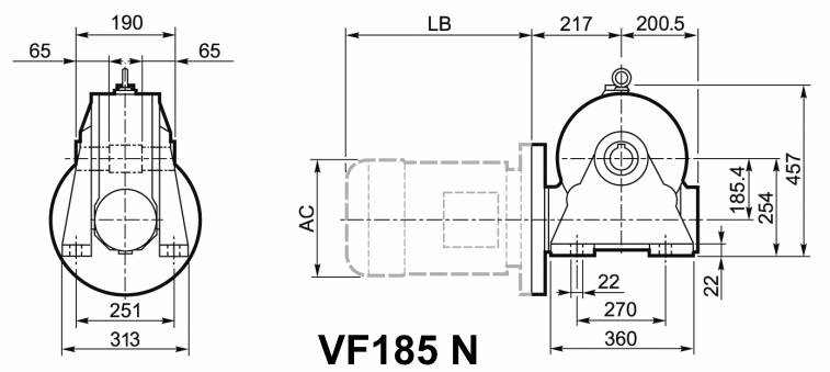 Мотор-редуктор VF 185, исполнение N
