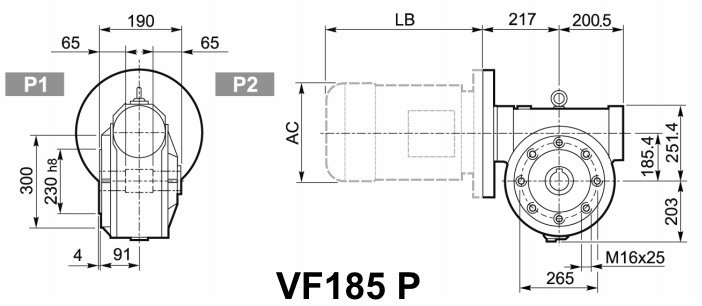 Мотор-редуктор VF 185, исполнение P