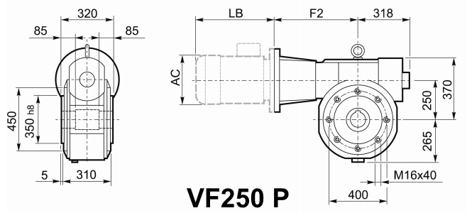 Мотор-редуктор VF 250, исполнение P