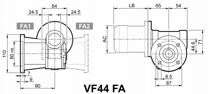 Мотор-редуктор VF 44, исполнение FA