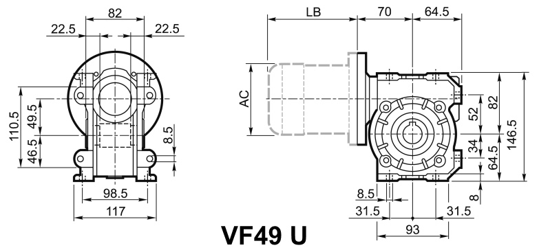 Мотор-редуктор VF 49, исполнение U