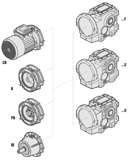 Мотор-редукторы следующие варианты исполнения