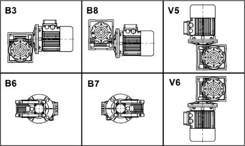 Схемы монтажа мотор редукторов NMRV