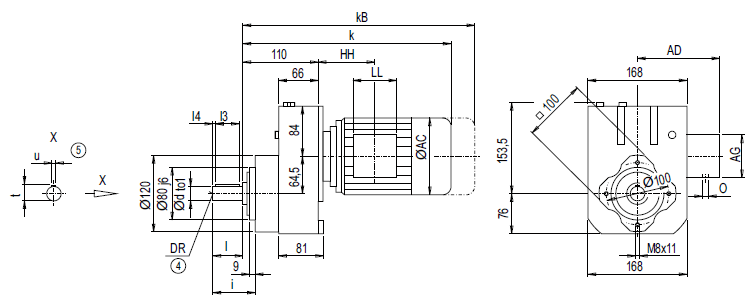 Монтажное исполнение с фланцевым корпусом (тип C) EZ48